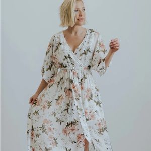 Baltic Born Kia Kimono Maxi-dress White